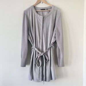H by Halston Faux Suede Zip Up Duster Style Jacket With Tie Waist Size 26W